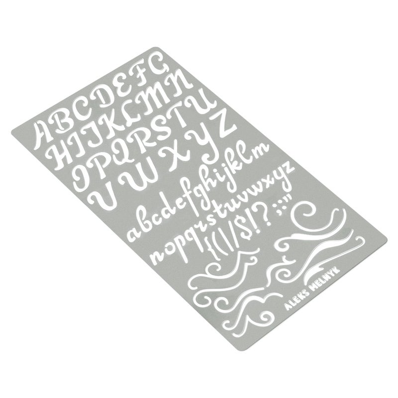 Aleks Melnyk No.34.2 Metal Wood Burning Alphabet and Number Stencil, Letter Template, Journal Stencil for Engraving Wood and Pattern, Bullet Journaling - Image 2